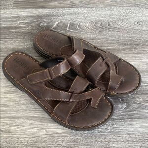 Born Brown Leather Sandals Adjustable straps Cushioned 8M/W Comfortable Casual